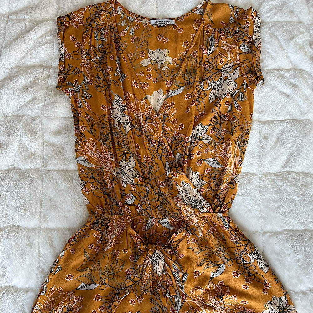 Mustard Yellow Romper with Flowers